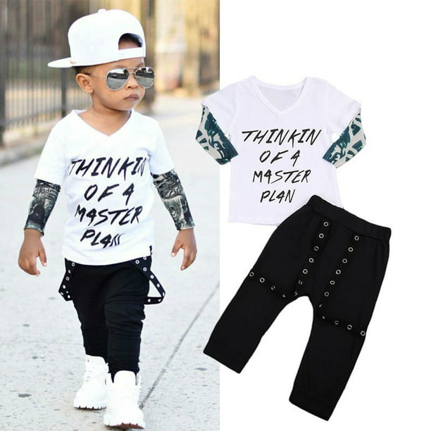 2PCS Kids Baby Toddler Boy Clothes Set T-shirt Tops Pants Leggings Outfits Set